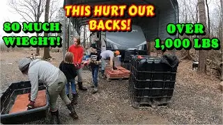 MOVING OVER 1,000 LBS BY HAND | work, couple builds tiny house, homesteading off-grid, rv life |