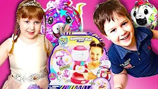 Фабрика по изготовлению сквишей! Распаковка Pikmi Pops Squeeze Ball Maker Поля и Никита.