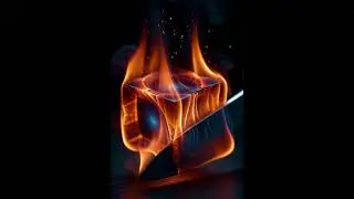 A cube of fire and a cube of ice cutting by a sharp knife and this view is very satisfying#asmrvideo