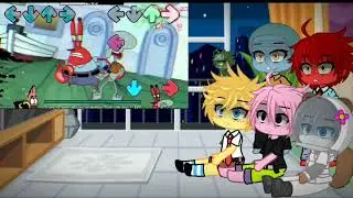 SpongeBob SquarePants Characters react to FNF Drop the deck
