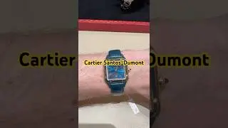 Cartier Santos-Dumont Large Model - Rose Gold and Blue Lacquer- on wrist