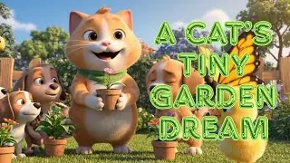 Cat Learns to Grow Flowers in a Small Garden | Animal Stories for Kids