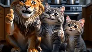 Lion & Grey Russian Blue Cat Family 🦁🐱 | Peaceful Sunday Morning Life ❤️