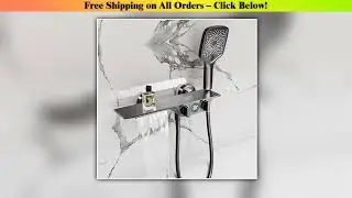 Bathroom Gray Bathtub Faucet Set Wall Mounted Brass Digital Display Smart Waterfall Shower Faucet
