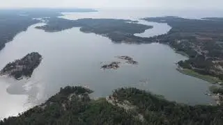 The Aland  island.  Ferry, boat, water and rocks.  Cinematic 4K Video, Ultra HD | Drone Video