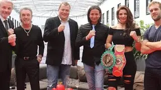Lion badree and world champion boxe Christina Hammer and box legende rene weller  in a tv show