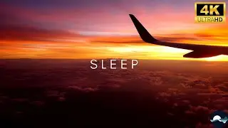 WHITE NOISE FOR RELAXATION AND SLEEP | SUNSET PLANE FLYING (1 hour) IN 4K