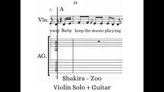 Shakira - Zoo | Violin Solo + Guitar Music