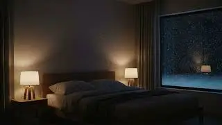 Cozy Bedroom With Soft Lights ❄️ Snow Window Ambience