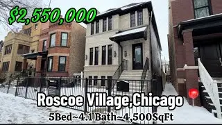 Roscoe Village,Chicago,IL| 2 story brick home New Construction | sauna-rooftop 360 views 