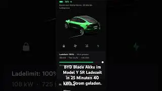BYD Blade LFP Akku Ladezeit von 33 Prozent bis 99 in 25 Minuten 40 kWh.
