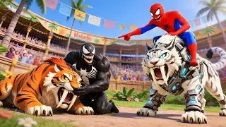 🐅🕷️SPIDERMAN Wins the Toothed Tiger Championship &ndash; Epic Battle Challenge