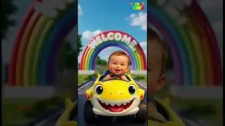 Baby and Mama driving shark cars @KiddysTown