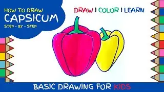 Easy Capsicum Drawing for Kids | #drawingtutorial #drawing #basicdrawingforkids #vegetabledrawing