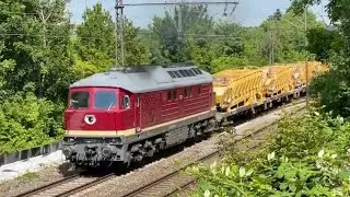 Altbel&uuml;ftete 232 088 mit Bauzug und Makro in Stuttgart-M&uuml;nster