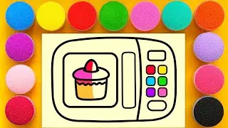 Sand Painting Drawing and Coloring Microwave Kitchen Toy & Cupcake