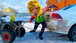 Mr. Joe tied Quad Bike to Nissan Cedric with Rope vs Mr. Joke 13+