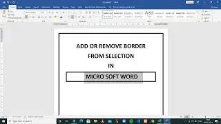 ADD OR REMOVE BORDER FROM SELECTION