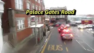 W3 bus route - London double decker bus ride, from Park Road to Alexandra Palace, on a winter day