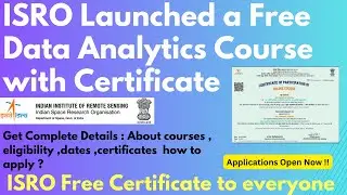 ISRO Launched Free Data Analyst Certification Course For Students & Graduate | ISRO Free Certificate