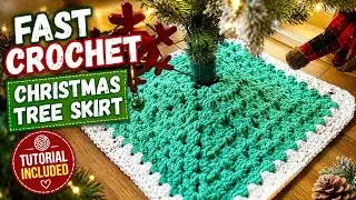 Fast Crochet Christmas Tree Skirt 🎄 (EASY Last Minute Project!)