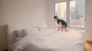 nyc diaries | alone at home + cozy bedroom refresh ☁️