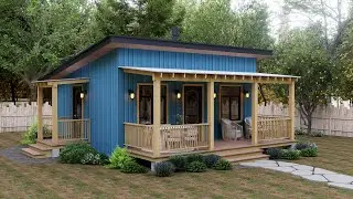 600sq ft Cozy Small House Design (22×20 ft) | 2 Bedroom Modern Cottage with Large Porch