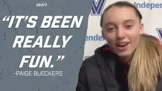 Paige Bueckers, Evina Westbrook and Geno Auriemma speak after UConn defeats Villanova 90-52 | SNY