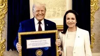 𝐌𝐚𝐜𝐡𝐚𝐝𝐨 𝐇𝐚𝐧𝐝𝐬 𝐓𝐫𝐮𝐦𝐩 𝐍𝐨𝐛𝐞𝐥 𝐌𝐞𝐝𝐚𝐥 #politics #trump #breakingnews #worldnews #geopolitics #venezuela