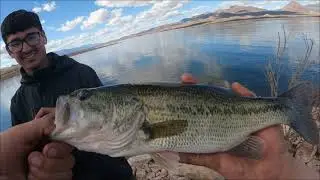 Payson Arizona (LATE WINTER STORM) LARGEMOUTH CAUGHT WITH CORN/TROUT HOOK