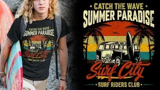 Surfing T-Shirt Design Tutorial | Vintage Surfing T-Shirt Design | T-Shirt Design In Illustrator