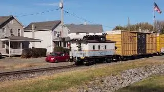 Train comes, train goes, October 27, 2024. Freight Trains Over the Olyphant Tressel.