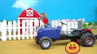 Monkey toys drives a tractor to find the Missing Duckling and an Unexpected adventure at the farm 