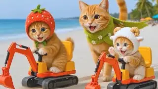 Mama Cat Trims Fur on the Farm and Makes Tiger Hat For Kittens At Home🐾🎩🐯