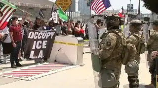 Anti-Trump protesters march in LA during 'Rage Against the Regime' rally