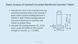 CONC101-103-115: Elastic Analysis of Uncracked Inverted Reinforced Concrete T-Beam.