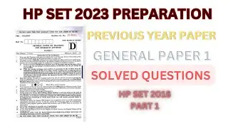 HP SET GENERAL PAPER 1| PREVIOUS YEAR SOLVED PAPER | HP SET 2018| PART 1 | PREPARE HPSET 2023