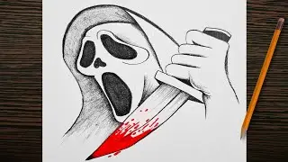 Easy Drawing of Ghostface - Scary killer || Pencil Art Tutorial