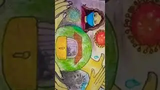 How to draw Corona Virus Awareness with oil poster colour || Covid -19 drawing
