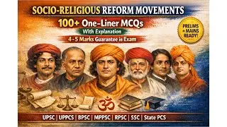 Socio-Religious Reform Movements in India &ndash; One-Liner MCQs 📜 | Modern History | UPSC, UPPCS Prelims