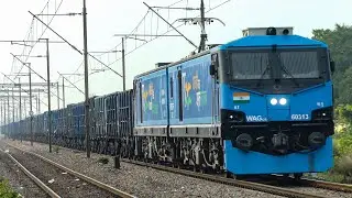 BLUE LOCOS and BLUE Train !! WAG 12 leading a BOXN Freight train | Indian Railways