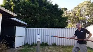 Weapon test cutting -  6ft 6in Lugged Spear with slow motion