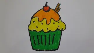 Cupcake menggambar dan mewarnai | draw and color cupcakes
