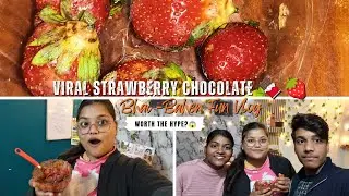Trying The Viral Straberry Chocolate 🍫🍓Late Night Fun 😊