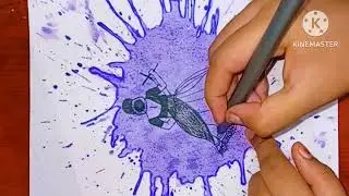 Mandala art with watercolor background/sketch pen drawing