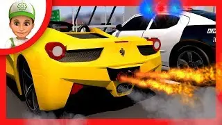 Cartoon about Police chase yellow ferrari. Handy Andy car cartoon