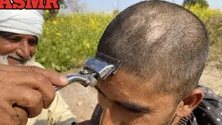 ASMR FULL CARE With VILLAGE BARBER AND HEAD TRIMMING [Homeless Man 😭]
