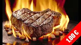 Seared Steak on Fiery Grill | HD Stock Footage