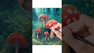 Forest Mushroom 🍄 Acrylic Painting 🎨 #art #painting #acrylicpainting #arttutorial