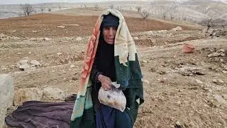 Nomadic Life: Nomad survival in a storm 🏔️| An old nomad woman's shelter in the freezing cold❄️